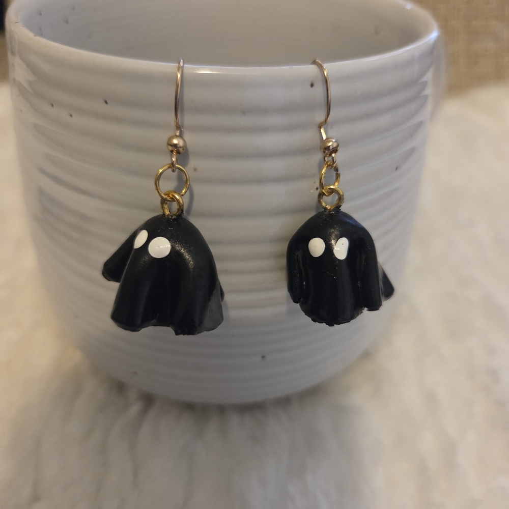 Hand Crafted Black Ghost Earrings